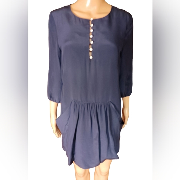 Marni Indigo Blue Silk Swing Tunic Dress Size 4 - Picture 5 of 8